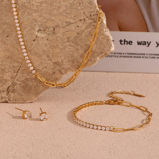 Divina Semi-Circle Zirconia Gold Trio