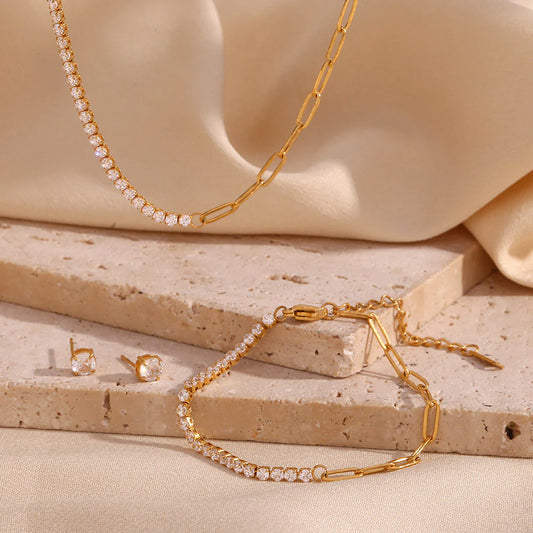 Divina Semi-Circle Zirconia Gold Trio